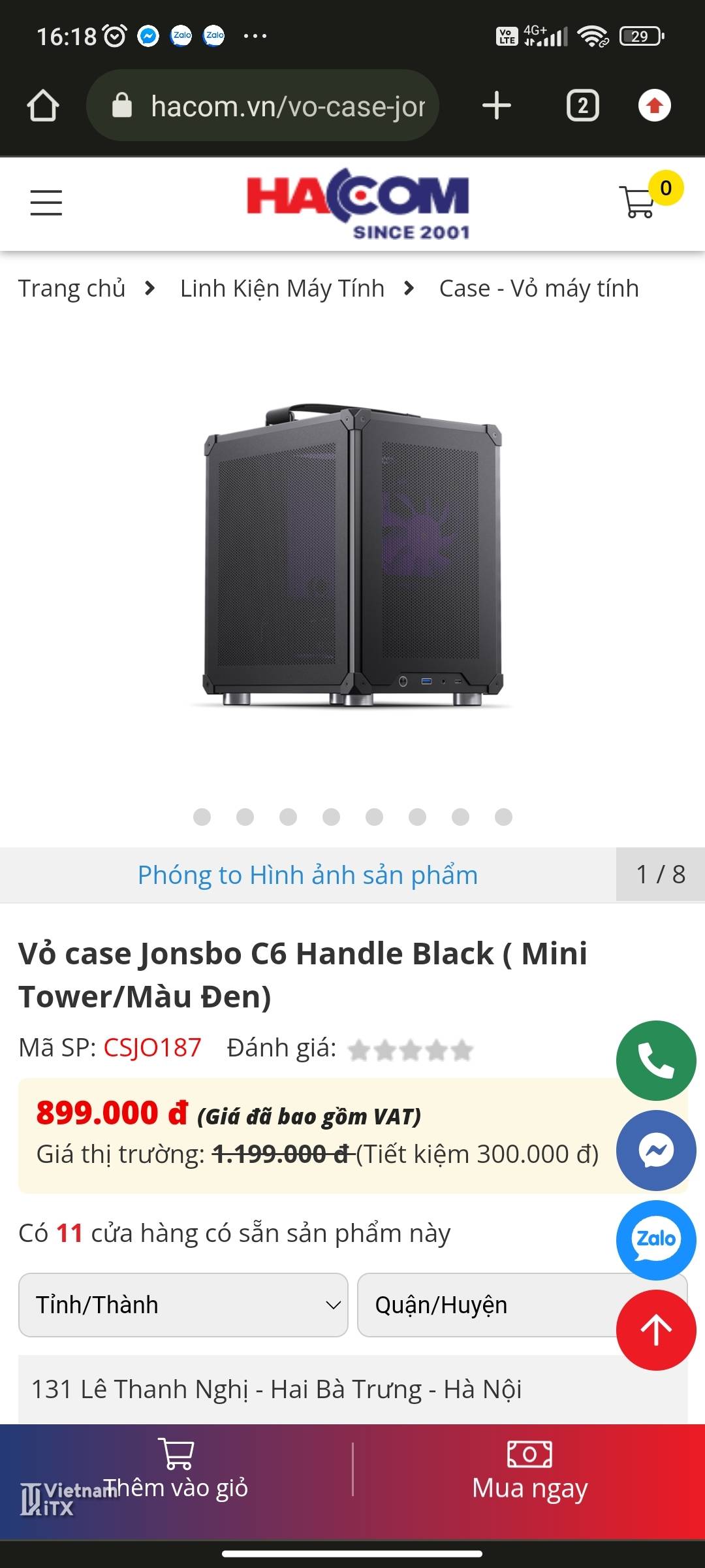 Bán case jonsbo c6 mua đc 3 ngày tại hacom giá 700k
