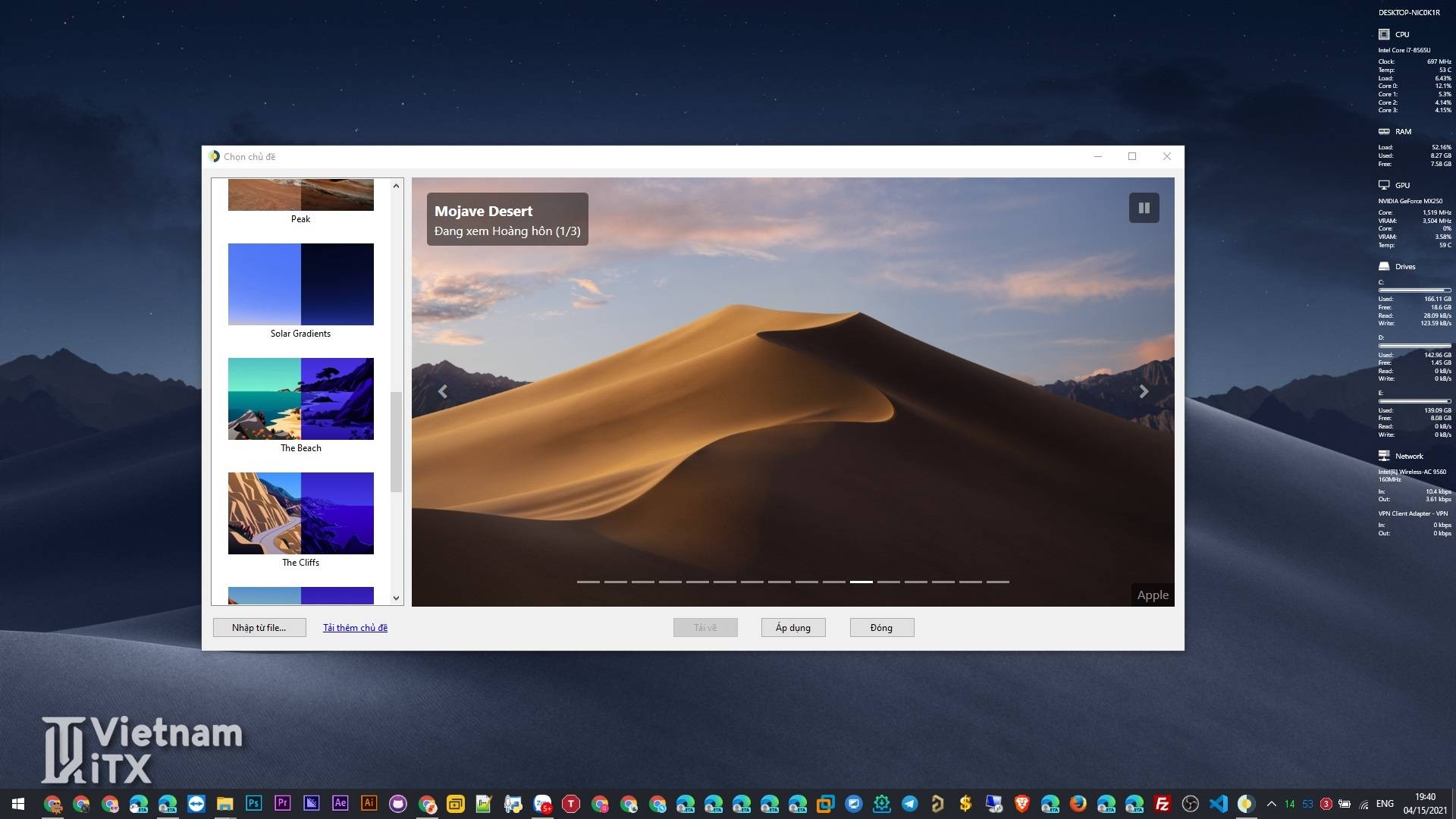 WindynamicDesktop - Thay đổi hình nền wallpaper desktop hiệu ứng giống trên Mac OS